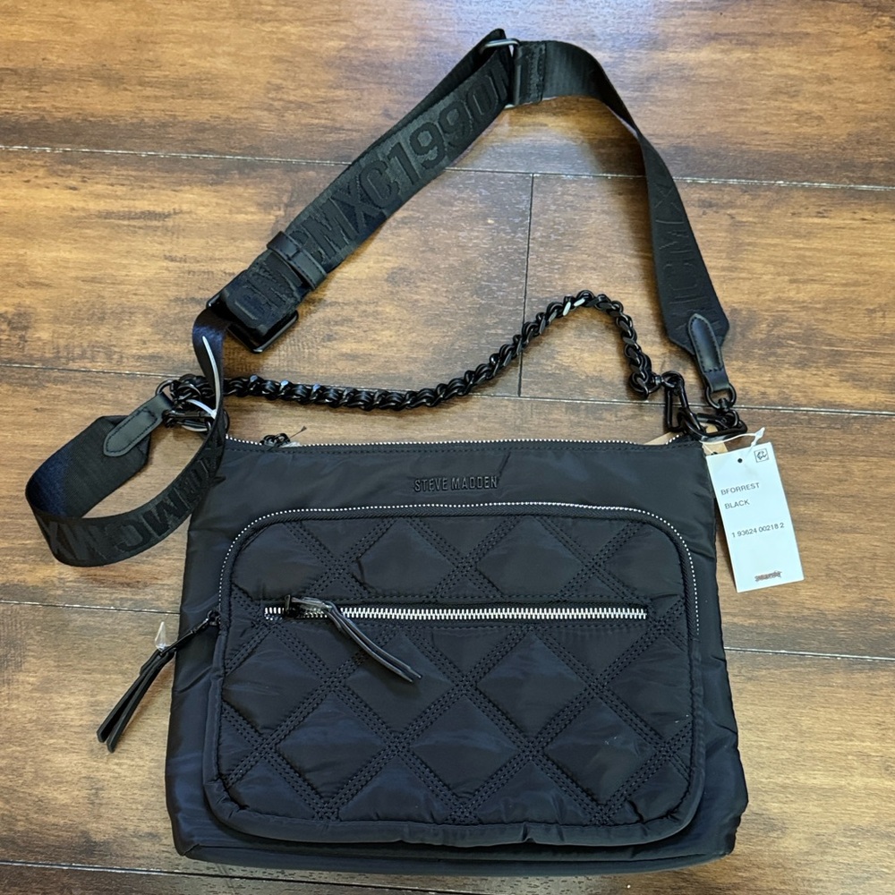 Steve Madden Black Quilted Crossbody Bag NWT